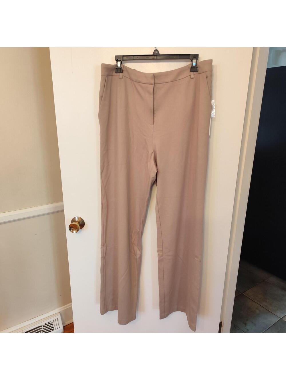Aqua dress Pants Wide Leg Trouser Stretchy Color Beige Size XXL